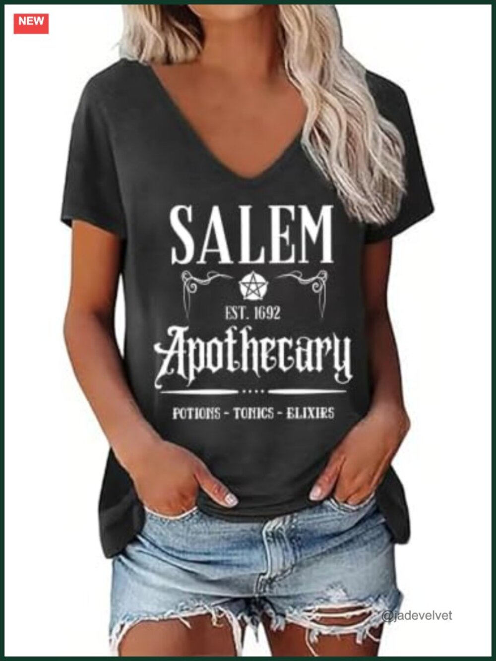 Halloween Vintage Graphic Tee V Neck Short Sleeve Fall Tops